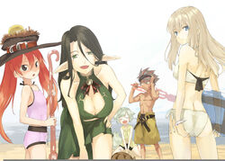  age_difference amitalilly animal_ears ass back beach bike_shorts bikini black_hair bracelet breasts cleavage cleavage_cutout cyril faulklin file17 flat_chest green_eyes grey_hair hand_on_hip hat hips huge_breasts innertube jewelry leaning_forward lolicon long_hair looking_back maebelle pointy_ears red_hair sega shining_(series) shining_force_exa shorts side-tie_bikini silver_hair staff swimsuit sword tail tankini toma_(shining_force_exa) twintails u_(the_unko) weapon white_hair 