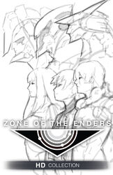  2boys ardjet commentary concept_art cover dingo_egret english_commentary eu03 female greyscale jehuty ken_marinaris leo_stenbuck long_hair mecha monochrome multiple_boys orbital_frame_(zone_of_the_enders) photoshop_(medium) pilot_suit profile robot short_hair vic_viper_(z.o.e.) video_game_cover zone_of_the_enders zone_of_the_enders_2 