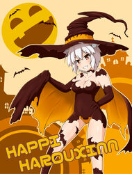  animal_ears animal_print bat_(animal) bat_print blush breasts brown_dress brown_gloves cape choker cleavage commentary_request dress elbow_gloves english_text engrish_text female full_moon gloves grey_hair grin halloween halloween_costume happy_halloween hat highres hip_focus hitotsubashi_inari inubashiri_momiji jack-o&#039;-lantern medium_breasts moon orange_panties outline panties partial_commentary ranguage red_eyes short_dress short_hair smile solo standing teeth touhou typo unconventional_jack-o&#039;-lantern underwear witch_hat wolf_ears 