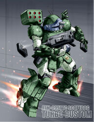  armored_trooper character_name glowing glowing_eyes gun holding holding_gun holding_weapon mecha millipen_(medium) missile_pod no_humans reloading robot s.shimizu scopedog skating solo soukou_kihei_votoms traditional_media weapon 