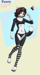  absurd_res anthro black_bra black_clothing black_collar black_legwear black_panties black_stockings black_underwear bone_collar_tag border_collie bra brown_hair canid canine canis clothing collar collar_tag collie digitigrade domestic_dog ear_piercing ear_ring female fur gold_ear_ring hair happy herding_dog hi_res legwear mammal model_sheet mrowley66 multicolored_body multicolored_fur multicolored_hair panties pastoral_dog pattern_clothing pattern_legwear pattern_stockings pawty piercing pink_eyes pink_nose ring_piercing sheepdog solo sports_bra standing stockings striped_clothing striped_legwear striped_stockings stripes tail text text_on_collar_tag underwear wearing_collar 