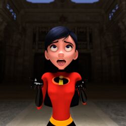  1girls 3d bodysuit clothing disney female female_only gloves latex_gloves pixar smooth_skin solo tagme the_incredibles tongue_out tongue_piercing violet_parr 