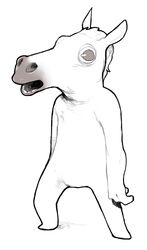  2017 anthro derp_eyes digital_media_(artwork) equid equine hair hi_res horse male mammal monochrome nude open_mouth reaction_image simple_background solo soup-erb standing teeth what what_has_science_done white_background 