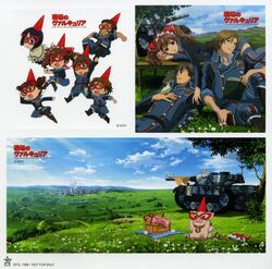  alicia_melchiott brigitte_stark chibi faldio_landzaat isara_gunther landscape largo_potter screening thigh-highs uniform valkyria_chronicles welkin_gunther 