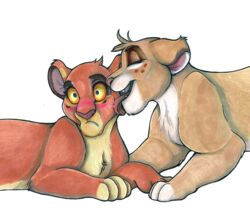  alpha_channel blue_eyes blush crush disney duo felid female female/female feral licking lion love mammal pantherine the_lion_guard the_lion_king tiifu_(the_lion_guard) tongue tongue_out young young_feral zorayda zuri_(the_lion_guard) 