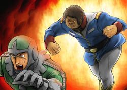  2boys dark_skin gundam military military_uniform mobile_suit_gundam multiple_boys niiyan pilot_suit ryu_jose uniform zeon 