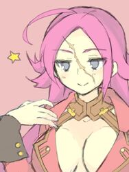  ahoge akafuku_pukoemon bad_id bad_pixiv_id breasts cleavage fate/extra fate_(series) female francis_drake_(fate) grey_eyes large_breasts long_hair pink_hair scar smile solo star_(symbol) 