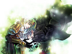  2boys ancel armor blonde_hair haimi male male_focus multiple_boys silver_hair smile tears valkyrie_profile valkyrie_profile_covenant_of_the_plume wylfred 