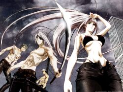  long_hair natsume_maya natsume_shin sky sword tawara_bunshichi tenjou_tenge 