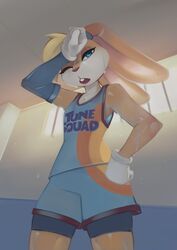  anthro athletic athletic_anthro athletic_female basketball_uniform blonde_hair blue_eyes bodily_fluids bottomwear buckteeth clothing female fur gloves hair handwear hi_res kerneldecoy lagomorph leporid lola_bunny looney_tunes mammal one_eye_closed portrait rabbit shorts sleeveless_shirt solo space_jam space_jam:_a_new_legacy sportswear sweat tan_body tan_fur teeth three-quarter_portrait tune_squad_outfit tune_squad_outfit_(2021) uniform warner_brothers white_clothing white_gloves white_handwear 