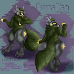  1:1 acacia_dune anthro biped cybernetics detailed detailed_fur english_text fluffy fluffy_tail fur green_body green_fur hi_res horn machine male model_sheet neck_tuft nude primagen primapan screen screen_face simple_background smile solo standing tail text tuft 