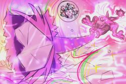  ampharos angry anthro blue_body clothing fight fire generation_2_pokemon generation_7_pokemon goo_creature group hammer magenta_body magenta_flames male male/male neeco_neecoola nintendo pokemon pokemon_(species) protective ruffleztheampharos salazzle size_difference spikeball_tail suchlambada17 tools trio weapon 