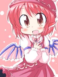  :d animal_ears blush brown_eyes commentary_request dress female fingernails geetsu happy hat jaggy_lines long_fingernails mystia_lorelei nail_polish oekaki open_mouth pink_dress pink_hair pink_theme short_hair simple_background smile solo touhou wide_sleeves wings 