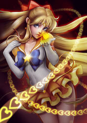  aino_minako bishoujo_senshi_sailor_moon bishoujo_senshi_sailor_moon_stars blonde_hair blowing_kiss blue_eyes bow breasts brooch choker cleavage commentary_request earrings elbow_gloves eyeshadow female gloves hairbow heart jewelry lips long_hair magical_girl makeup medium_breasts nose orange_choker orange_sailor_collar orange_skirt sailor_collar sailor_senshi_uniform sailor_venus sidelocks sina_(scrappy) skirt solo sparkle star_(symbol) star_brooch star_choker star_earrings super_sailor_venus_(stars) tiara venus_love_me_chain very_long_hair white_gloves 