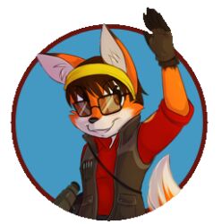  accessory alpha_channel anthro border brown_hair canid canine conditional_dnp eyewear fox foxydude gesture glasses hair headband lintu low_res male mammal salute simple_background sniper_(team_fortress_2) solo team_fortress_2 transparent_background transparent_border valve 