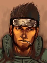  chiba_toshirou cigarette forehead_protector gradient gradient_background male male_focus naruto sarutobi_asuma solo 