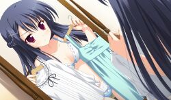  black_hair bra game_cg kitamikado_ritsuko panties princess_evangile red_eyes saeki_nao underwear 