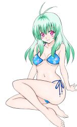  barefoot bikini green_hair legs long_hair run_elsie_jewelria smile solo swimsuit thighs to_love-ru toloveru 