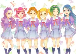  6+girls ^_^ akimoto_komachi black_socks blonde_hair blue_eyes blue_hair blue_skirt brown_eyes brown_hair closed_eyes commentary_request dress green_hair group_picture hairband kasugano_urara_(yes!_precure_5) kneehighs l&#039;ecole_des_cinq_lumieres_school_uniform long_hair mamii milk_(yes!_precure_5) mimino_kurumi minazuki_karen multiple_girls natsuki_rin photoshop_(medium) pink_eyes pink_hair precure purple_eyes purple_hair rainbow_order school_uniform short_hair short_twintails skirt smile socks twintails two_side_up very_short_hair yellow_eyes yes!_precure_5 yes!_precure_5_gogo! yumehara_nozomi 