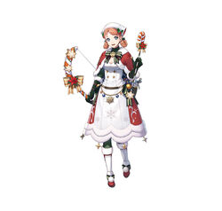  annette_fantine_dominic annette_fantine_dominic_(winter) aqua_eyes arrow_(projectile) bandana blue_eyes boots bow_(weapon) braid braided_hair_rings breasts candy candy_cane cape cleavage dress female fire_emblem fire_emblem:_three_houses fire_emblem_heroes fire_emblem_warriors:_three_hopes food full_body gloves hair_rings holding holding_arrow holding_candy holding_candy_cane holding_food kiyu_(zuyu) looking_at_viewer official_alternate_costume official_alternate_hairstyle official_art open_mouth orange_hair red_cape simple_background small_breasts smile solo tachi-e weapon white_dress 