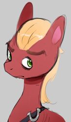  2022 black_clothing blonde_hair clothing equid equine feral fur green_eyes hair hasbro horse looking_at_viewer mammal meme my_little_pony no_bitches? raljoy red_body red_fur silver_clothing solo sprout_cloverleaf_(mlp) 