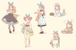  :i alicia_(pop&#039;n_music) apron barefoot basin beige_background black_legwear black_skirt bloomers blue_bow blue_dress blush_stickers bow brooch bucket chair closed_eyes commentary_request double_bun dress eating female first_aid_kit food food_on_face fume green_eyes hair_bun hairband hairbow halterneck hat high-waist_skirt holding holding_food holding_stuffed_toy jewelry leoharju long_hair long_sleeves looking_at_viewer multiple_views no_shoes nurse_cap one-piece_swimsuit outstretched_arm pantyhose petticoat pink_hair pop&#039;n_music pout reaching red_bow red_footwear rubber_duck shirt shoes short_sleeves simple_background sitting skirt socks standing striped_clothes striped_dress striped_one-piece_swimsuit stuffed_animal stuffed_rabbit stuffed_toy sweat swimsuit towel underwear vertical-striped_clothes vertical-striped_dress waist_apron washbowl water white_dress white_legwear white_shirt 