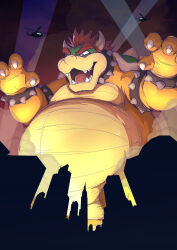  2025 aircraft anthro armband belly big_belly bowser bracelet claws collar fangs hair helicopter hi_res horn jewelry kaiju koopa low-angle_view macro male mario_bros mighty_creation mostly_nude nintendo nude open_mouth overweight overweight_anthro overweight_male scalie shell sky skyscape slightly_chubby slightly_chubby_anthro slightly_chubby_male smoke solo spiked_armband spiked_bracelet spiked_collar spiked_shell spikes spikes_(anatomy) spotlight_beam teeth tongue vehicle 