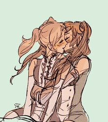  2girls blush closed_eyes cynthia_(fire_emblem) fire_emblem fire_emblem:_kakusei kissing long_hair multiple_girls nintendo serena_(fire_emblem) yuri 