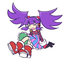  android call_(mighty_no._9) call_d closed_eyes eyebrows female hairband headphones long_hair mighty_no._9 open_mouth purple_hair robot skirt solo tied_hair twintails 