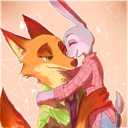  1:1 2016 anthro canid canine clothed clothing disney duo female fox fur judy_hopps lagomorph leporid male mammal nick_wilde rabbit red_fox true_fox yagi_(artist) zootopia 