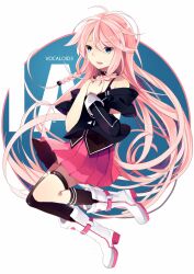  bad_id bad_pixiv_id bare_shoulders blue_eyes braid female fen_renlei highres ia_(vocaloid) long_hair off_shoulder open_mouth pink_hair single_thighhigh skirt solo thigh_strap thighhighs twin_braids very_long_hair vocaloid 