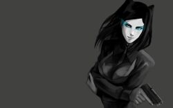  black_hair ergo_proxy gun re-l_mayer weapon 