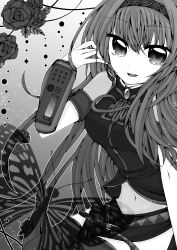  absurdres bad_id bad_pixiv_id bug butterfly commentary_request female flower greyscale highres long_hair megurine_luka monochrome rose solo sorakase_sawa thighhighs vocaloid 