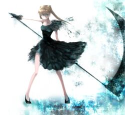  black_dress blonde_hair dress female full_body gloves green_eyes hase_(nafela) lapatte maka_albarn pixiv_thumbnail resized scythe soul_eater standing twintails weapon 