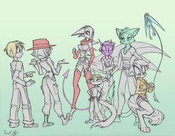  2017 absurd_res anthro bastion_aduro breasts canid canine clothed clothing david_lillie domestic_cat dreamkeepers felid feline felis female ftm_crossgender grace_(dreamkeepers) group hat headgear headwear hi_res human lilith_calah long_tail mace_(dreamkeepers) male mammal mtf_crossgender namah_calah paige_(dreamkeepers) rule_63 scarf spade_tail tail whip_(dreamkeepers) 