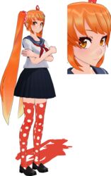  3d female orange_eyes orange_hair osana_najimi_(yandere_simulator) school_uniform tsundere yandere_simulator 