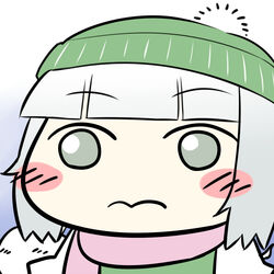  blush_stickers chibi commentary_request female hat konpaku_youmu scarf shimamura_youmu_(unadare) solo touhou upper_body yoekosukii 