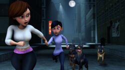  2girls 3d bestiality canine clothing disney doggy_style female helen_parr interspecies male masterkabal mother_and_daughter multiple_girls pixar teenager the_incredibles violet_parr zoophilia 