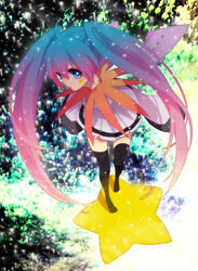  bad_id bad_pixiv_id blue_eyes blue_hair female gradient_hair hatsune_miku highres long_hair meteor_(vocaloid) multicolored_hair purple_hair sanagi_dodoria solo star_(symbol) thighhighs twintails very_long_hair vocaloid zettai_ryouiki 