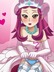  achichi_moeko_(hime_chen!) awa blush brown_eyes character_request dress heart hime_chen!_otogi_chikku_aidoru_rirupuri hime_chen!_otogi_chikku_idol_lilpri lilpri lipstick makeup panties pink_eyes pink_hair pink_lipstick underwear wedding_dress white_panties 