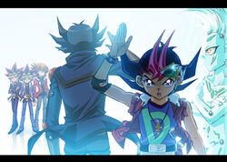  5boys atem epic fudou_yuusei jaden_yuki male male_focus multiple_boys mutou_yuugi slifer_red_uniform tsukumo_yuma tsukumo_yuuma yami_yuugi yu-gi-oh! yugioh_5d&#039;s yugioh_gx yugioh_zexal yuki_judai yuu-gi-ou_5d&#039;s yuu-gi-ou_duel_monsters yuu-gi-ou_gx yuu-gi-ou_zexal yuuki_juudai 