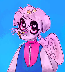  &lt;3_eyes accessory ambiguous_gender anthro band-aid band-aid_on_face band-aid_on_nose bandage bodily_fluids clothed clothing fan_character feathered_wings feathers floppy_ears fur hair_accessory hairclip head_tuft heart leopopudding mammal monster_(moshi_monsters) moshi_monsters pink_body pink_fur pink_nose poppet_(species) snot solo star topwear tuft whiskers wings 