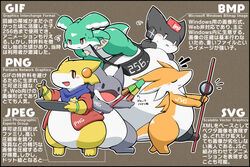  3:2 ambiguous_anthro ambiguous_gender anthro bodily_fluids bottomless bracelet brown_background cheek_bulge chibi clothed clothing dragon emanata english_text featureless_crotch grey_body group holding_object informative jacket japanese_description japanese_text jewelry kemono magnifying_glass mythological_creature mythological_scalie mythology nude obese obese_ambiguous orange_body overweight overweight_ambiguous rao_(artist) satchel scalie scarf semi-anthro simple_background stick sweat sweatdrop tablet tablet_pen tail tailbutt teal_body text text_on_body text_on_clothing text_on_jacket text_on_topwear topwear translated translated_description unknown_species white_body wingless_dragon yellow_body 