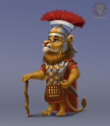  ancient ancient_furry_art ancient_rome anthro armor belt better_version_at_source cape centurion chibi clothing felid fluffy fluffy_ears fluffy_tail fur headgear helmet hi_res inner_ear_fluff legionaire legionary lion male mammal mane melee_weapon military military_clothing military_uniform orange_eyes pantherine primipilus roman roman_empire soldier solo spqr sword tuft uniform vestina warrior weapon yellow_body 