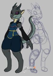  anthro arashidrgn clothed clothing design_sheet hi_res horn kobold male model_sheet reptile scalie simple_background solo 