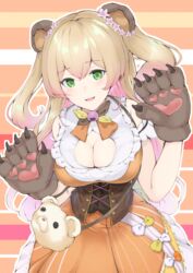  animal_ears cleavage dress hololive momosuzu_nene tsujiya_okuyasu 