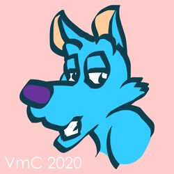  1:1 2020 adobe_animate_(artwork) anthro blue_body blue_fur canid canine canis digital_media_(artwork) fur male mammal purple_body purple_skin shy smile solo vmc wolf 