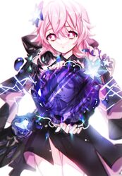  bad_id bad_twitter_id black_dress blue_flower braid daydreamer_(elsword) dress elsword english_commentary faceless female flower fractalmagnolia fur_trim hair_between_eyes hair_ornament holding holding_mirror laby_(elsword) long_hair mirror nisha_(elsword) pink_eyes pink_hair simple_background single_braid white_background 