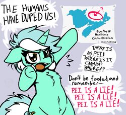  amber_eyes angry canada chest_tuft conditional_dnp conspiracy_theory cutie_mark dialogue english_text equid equine female feral friendship_is_magic fur green_body green_fur hair hasbro hooves horn humor lyra_heartstrings_(mlp) mammal multicolored_hair my_little_pony mythological_creature mythological_equine mythology simple_background skoon solo tail text tongue tuft two_tone_hair underhoof unicorn yelling 