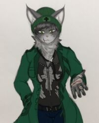  absurd_res anthro beanie clothing coat doctor eye_scar facial_scar felid feline female fur green_eyes hair hat headgear headwear hi_res lynx mammal markings medical_instrument monica_wiesel scar scientific_instrument solo spots spotted_body spotted_fur stethoscope topwear zzinhimsum 